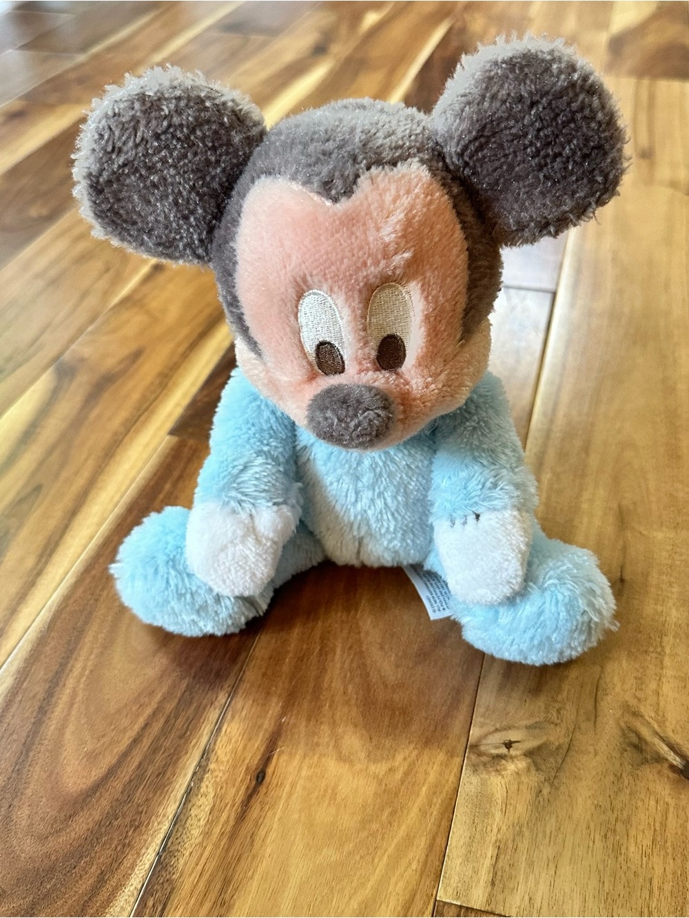 Disney Parks Baby Mickey Mouse Blue Plush Chime Rattle Stuffed Animal.